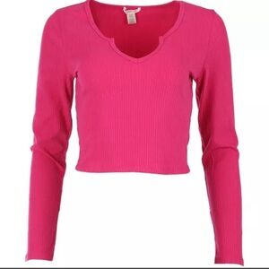Bozzolo Fuchsia Long Sleeve Crop Top